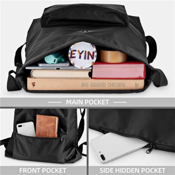 Drawstring Backpack Water Resistant String Bag Sports Gym Sack with Side Pocket - Picture 4 of 7